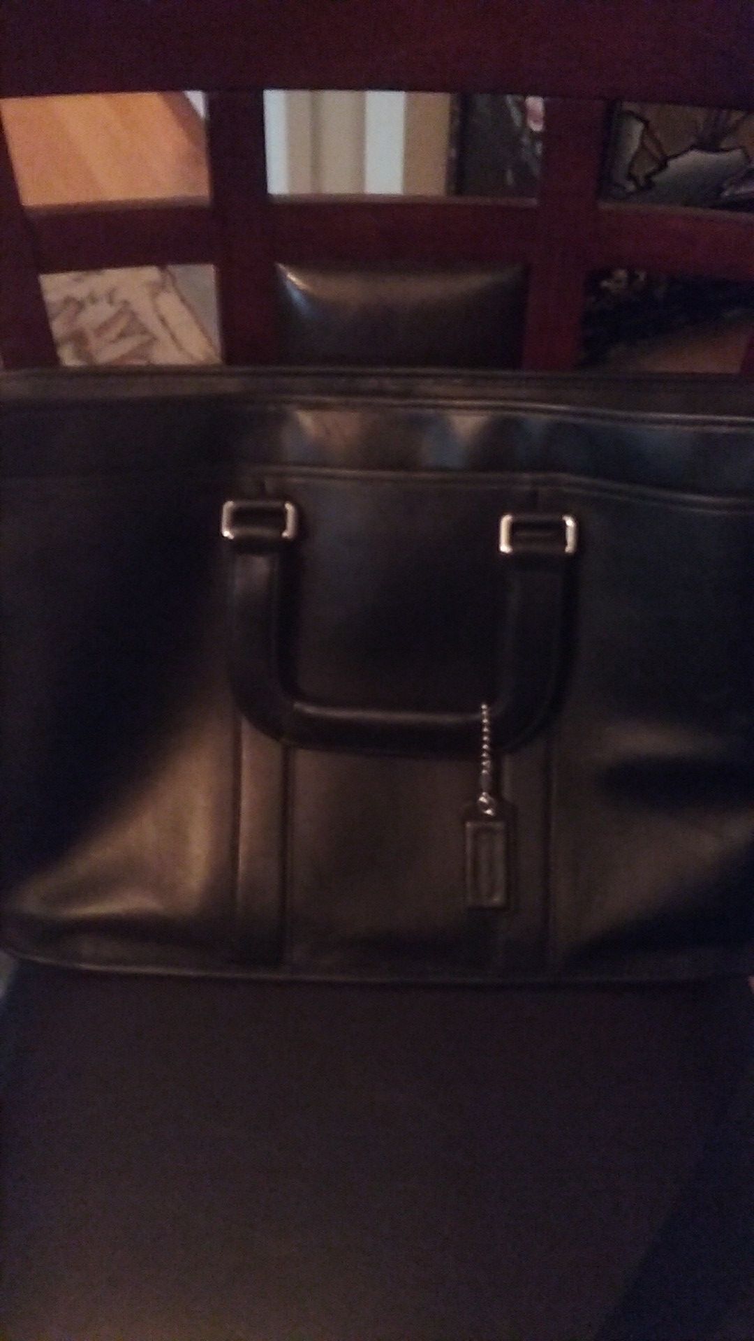 coach briefcase with tags