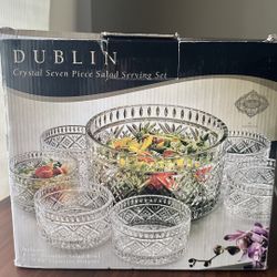 New Crystal 7 Piece Salad Set