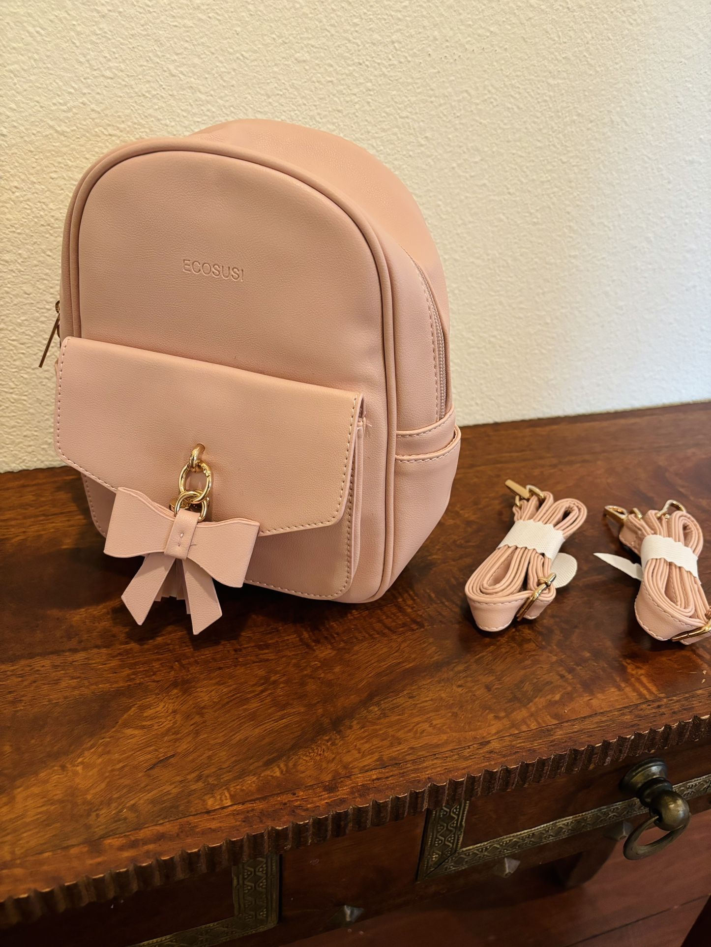 Mini Pink Background Backpack Bag (New)