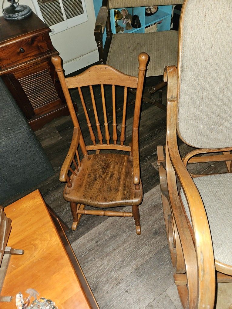 Antique Mini Rocking Chair + 2 Authentic Chairs