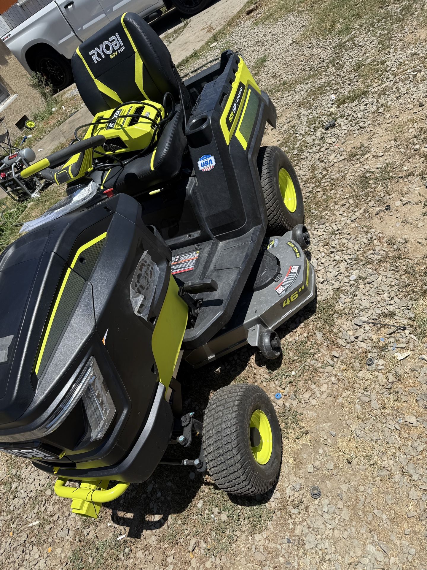 80V HP Brushless 46 in. Battery Electric Cordless Riding Lawn Tractor with (3) 80V 10Ah Batteries and Charger by RYOBI