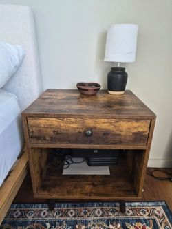 Bed side table - 19.7" W Vansant 1 - Drawer Nightstand with Drawer and Open Compartment, Solid Wood Legs