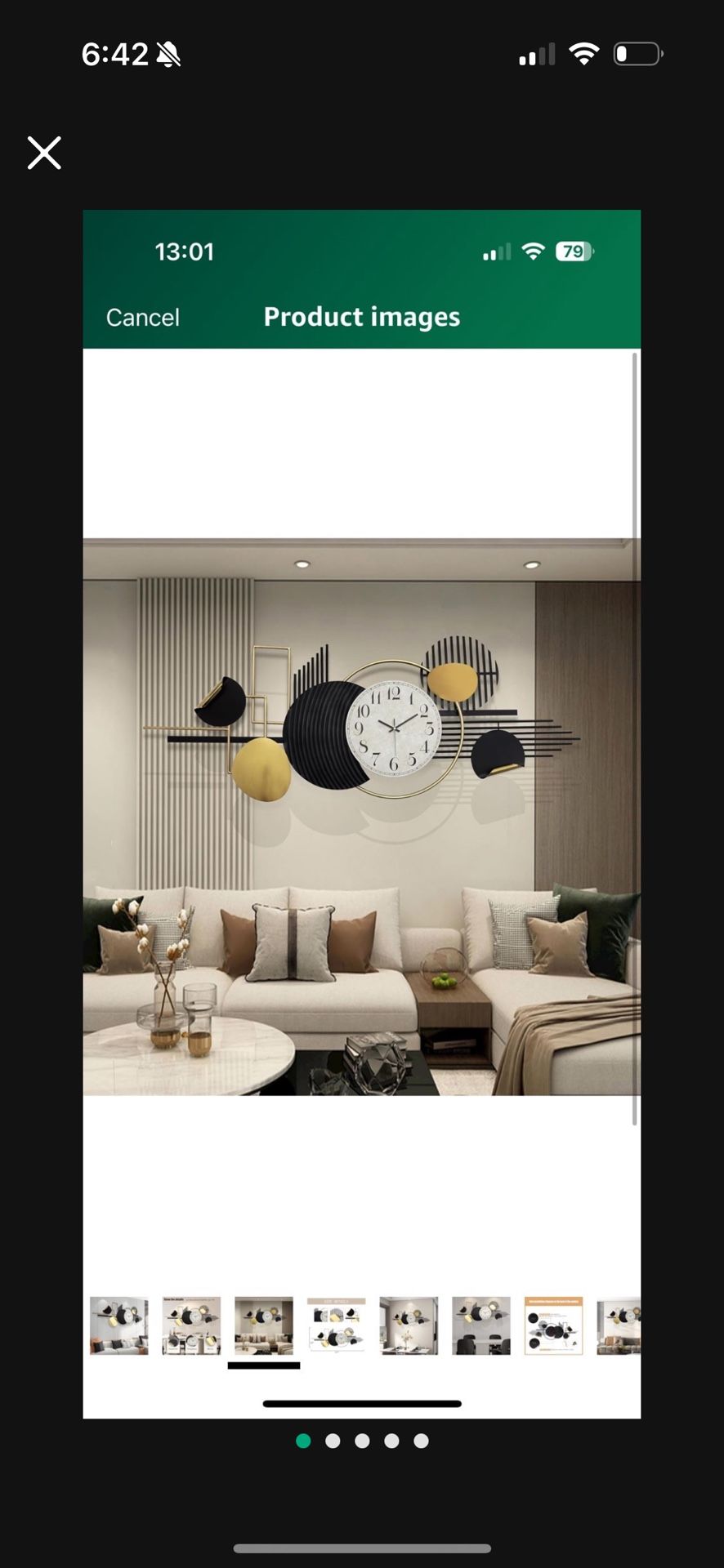 wMetal Wall Art, Black and White Wall Decor for Living Room, Abstract Modern Creative Geometric Round Wall Art Decor Large 3D Wall Clock for Bedroom, 