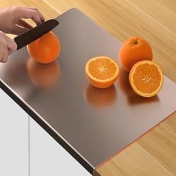 Large Stainless Steel Cutting Boards for Kitchen, Cutting Board with Counter Lip, Cutting Board with Silicone Mat for Meat, Fruits, Vegetables, Bread 