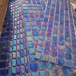 Premium Glass Mosaic Tile Iridescent Pearl Sea Square