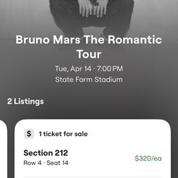 2 Bruno Mars Tickets 