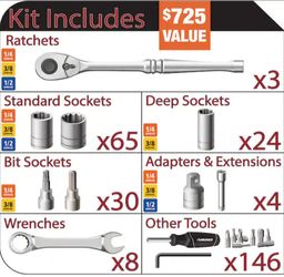 Husky 280-Piece SAE/Metric Mechanics Tool Set with Tool Box