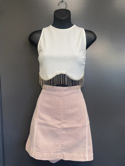 White Bling Dangling Crop Top