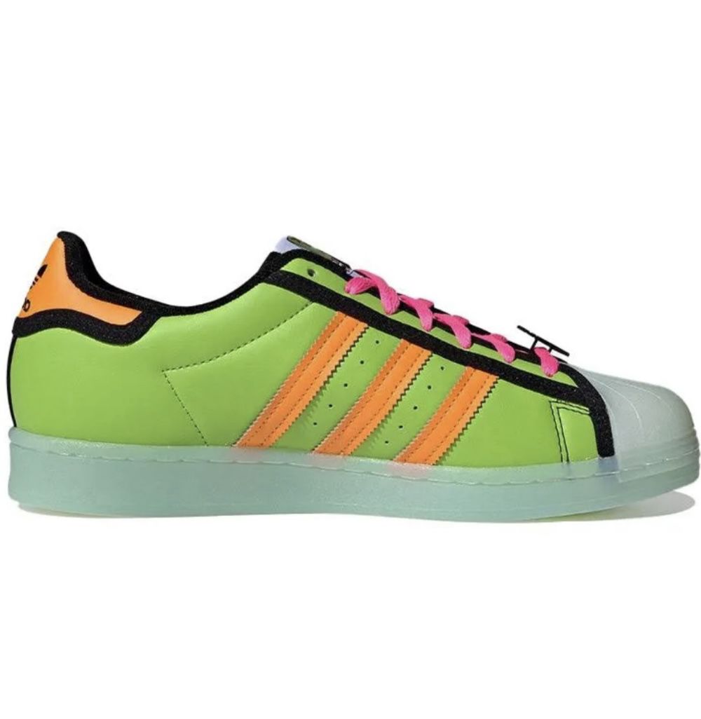 New with collectible box : never been worn —Adidas The Simpsons Superstar 'Squishee' Sneakers/Shoes Green/Orange/Black/Purple (US Size 10.5)