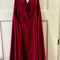 Red Satin Bridesmaid Or Prom Gown - Size 12