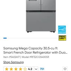 Samsung Smart Stainless Steel French Door Refrigerator With Ice Dispenser 