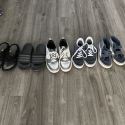Lot of Shoes- Vans, Nike and Adidas Slides and Slippers Sizes Range  3-4.5 Youth