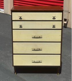 Antique Mid-Century Modern 5-Drawer Tall Dresser