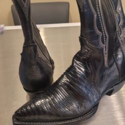 New Womens Corral Cowboy Boots Cowgirl GENUINE LIZARD Black Size 7.5 Retail $398