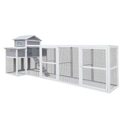 150 Extra Large Chicken Coop –33.91ft² Outdoor Wooden Hen House with Black Rust-Proof Metal Wire, 2 Nesting Boxes, 5 Perches for Poultry, 33.91ft² Chi