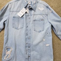 Mens Zara Jean Jacket, Denim Color, Size Xl