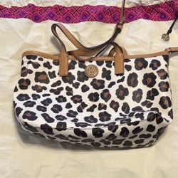 Tory Burch Leopard Cheetah Print Medium Tote Bag