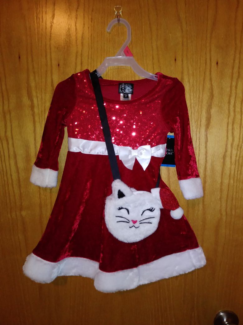 Toddler Mrs. clause dress W/Purse