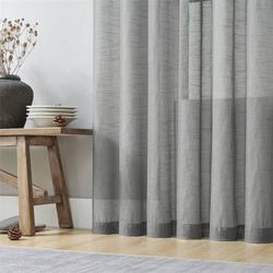 Sheer Curtains 2 Panels Set,Semi Light Filtering Window Curtain for Bedroom/Living Room with Rod Pocket W 54 x L 63 inches Long,Dark Gray  Material Po