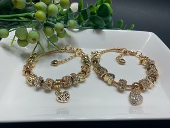 18K Gold Plated Crystal Rhinestone Star Love Heart Charm Bracelet, Each $11.99