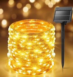 Solar Christmas Lights Outdoor, 33Ft 100 LED String Lights with 8 Modes
IP65 Waterproof Solar Fairy Lights Outdoor & Indoor, Patio Lights for Tree Gar