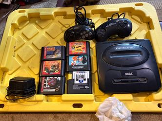 SEGA Genesis NTSC-U/C Console Bundle w/ 2 Wired Controllers, 6Games, Adapter