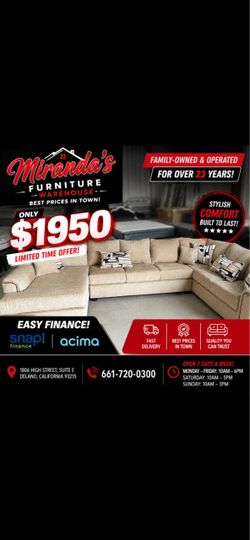 Beige Fabric L-Shaped Sectional Sofa