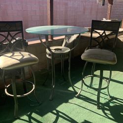 Bar Height Glass Table With 4 Chairs 