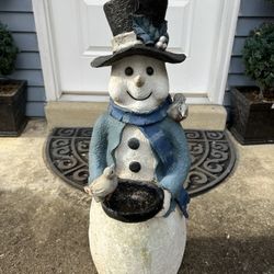 31” Snowman with Bowl-Resin (Indoor/Outdoor) Vintage Christmas