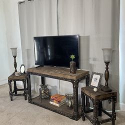 3 Piece Accent Tables Rustic Industrial