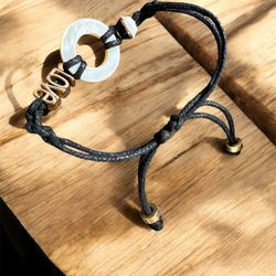 Handmade Black Cord LOVE Bracelet – Adjustable Charm Jewelry