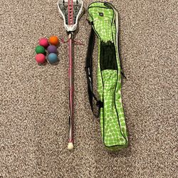 Girls Lacrosse Stick, Bag & 6 Ball