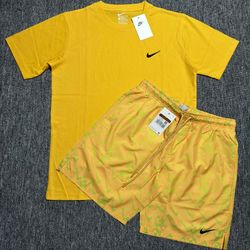 Yellow Nike Short Sets $55