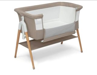 Delta Children Bondi Adjustable Height Bedside Beechwood Bassinet with PureAir Mesh Sheet and FSC-Certified Wood, Tan