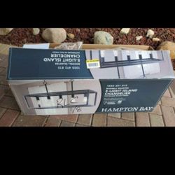 new never used Hampton Bay Boswell quarter five light Island chandelier lamp light. dimmable.