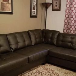 Faux Leather Sectional Sofa With Ottoman (Available For Same Day Pick Up)