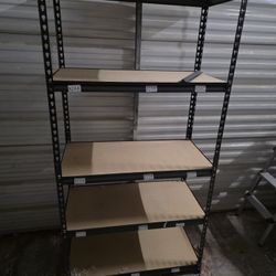 5 Shelf Steel Frame Storage Shelves, 72x36x18 Three Available $70 Each.
