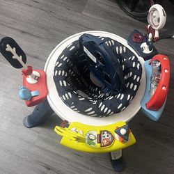 Fisher-Price 3-in-1 Spin & Sort Infant Activity Center and Toddler Play Table, Navy Dashes- Unisex