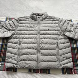 Polo Ralph Lauren Gray Puffer Jacket Men’s 2XB – Lightweight & Warm
