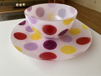 Polka Dot Platter And Bowl Set