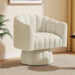 Swivel Accent Chair, 360° Swivel Barrel Chair with Armrest, Velvet Upholstered Single Sofa Reading Chair for Living Room,Bedroom,Waiting Room(Beige)


