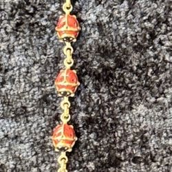 14k Ladybug Anklet