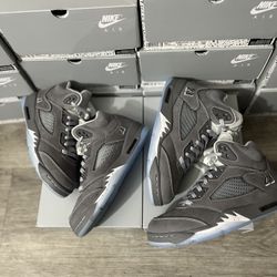nike air jordan 5 wolf grey grade school gs youth 6 6.5 deadstock ds brand new og all included 