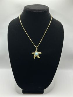 Brass Chain With Natural Latimar Stone