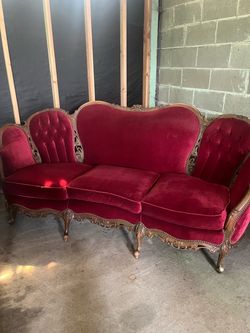 Antique/Vintage Burgundy Velvet Sofa