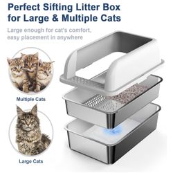 Enclosed Stainless Steel Litter Box 