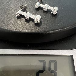 💎 1.40ct Natural Diamond Stick Earrings 14k White Gold