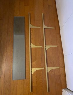 Wall-Mounted Shelf with Brackets and Glass Panel