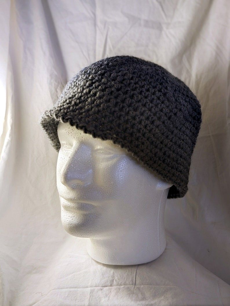 Blue to Gray fade crochet beanie
