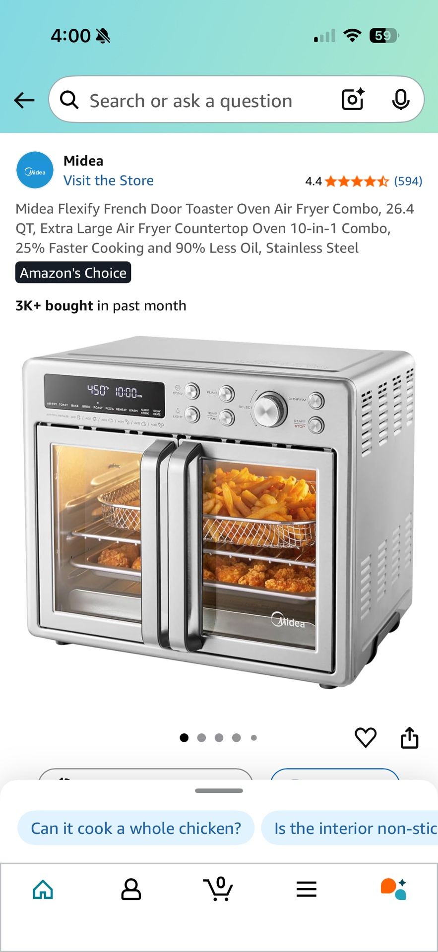 Midea Flexify French Door Toaster Oven Air Fryer Combo, QT